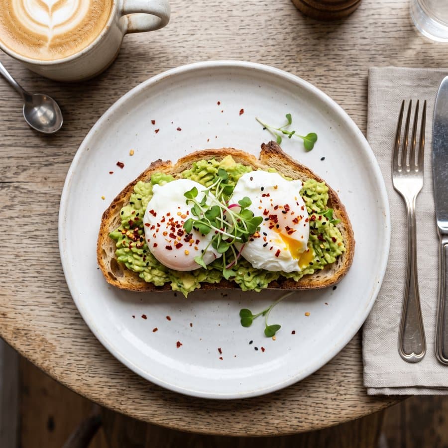 Tostada de aguacate con huevos
